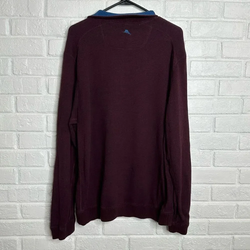 Tommy Bahama Flipshore Reversible Maroon and Blue Quarter Zip L/XL - Picture 5 of 6